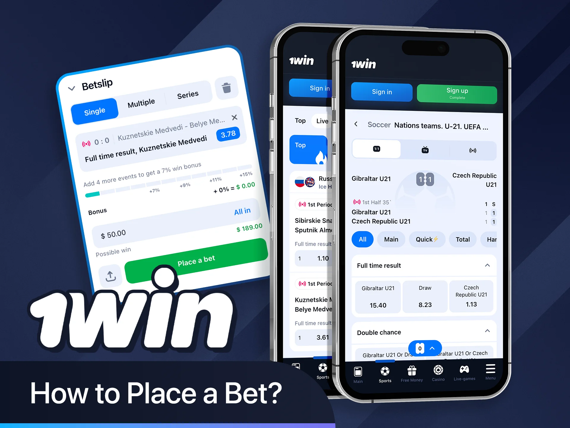 Learn how to place your first bet in the 1win app.