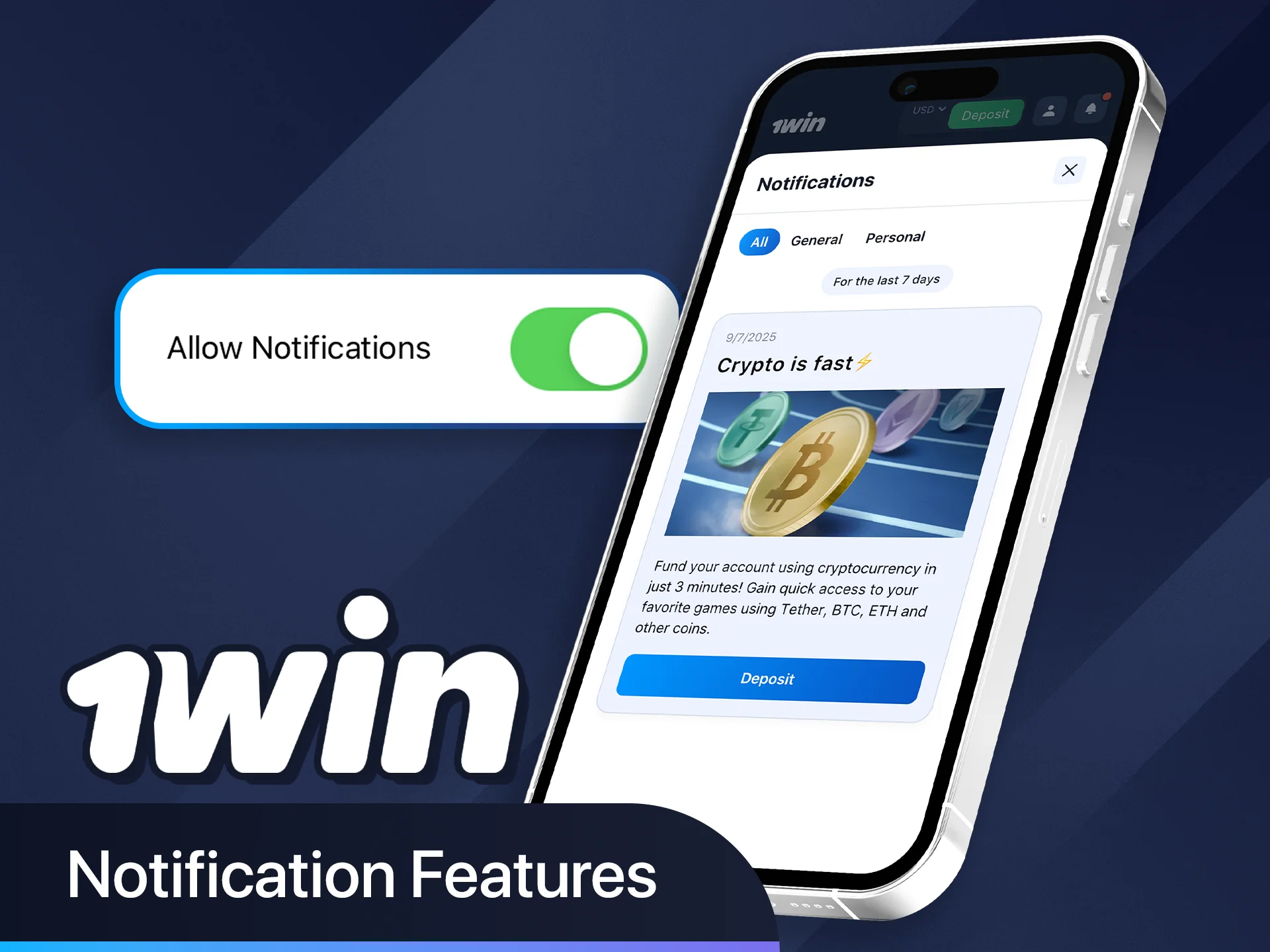 Enable notifications in 1win app to never miss a promo.