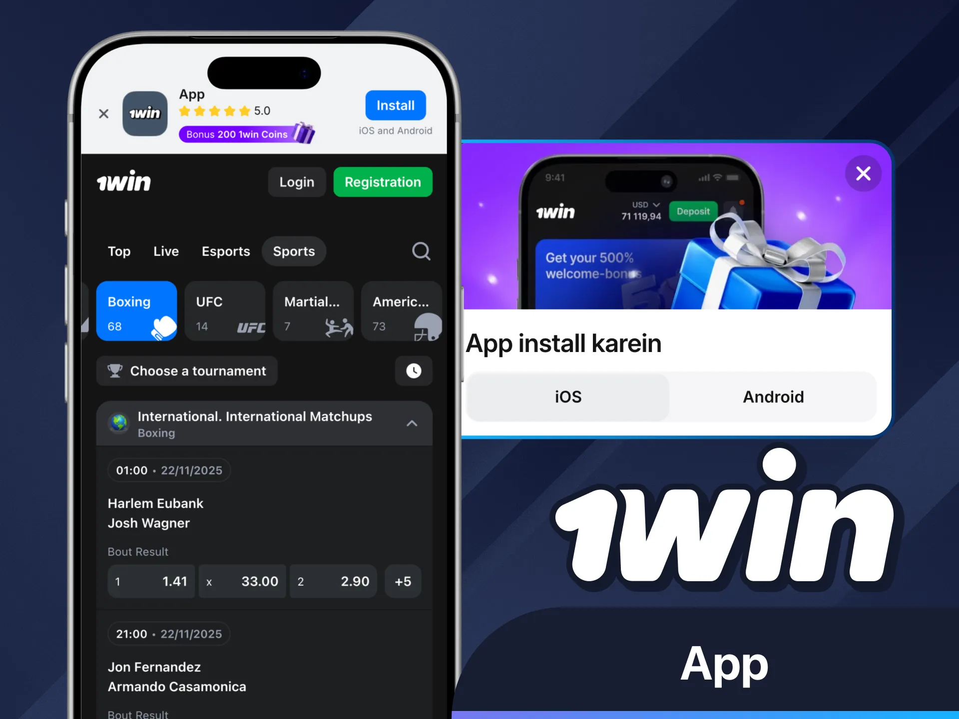 Play boxing games anytime with 1Win app.