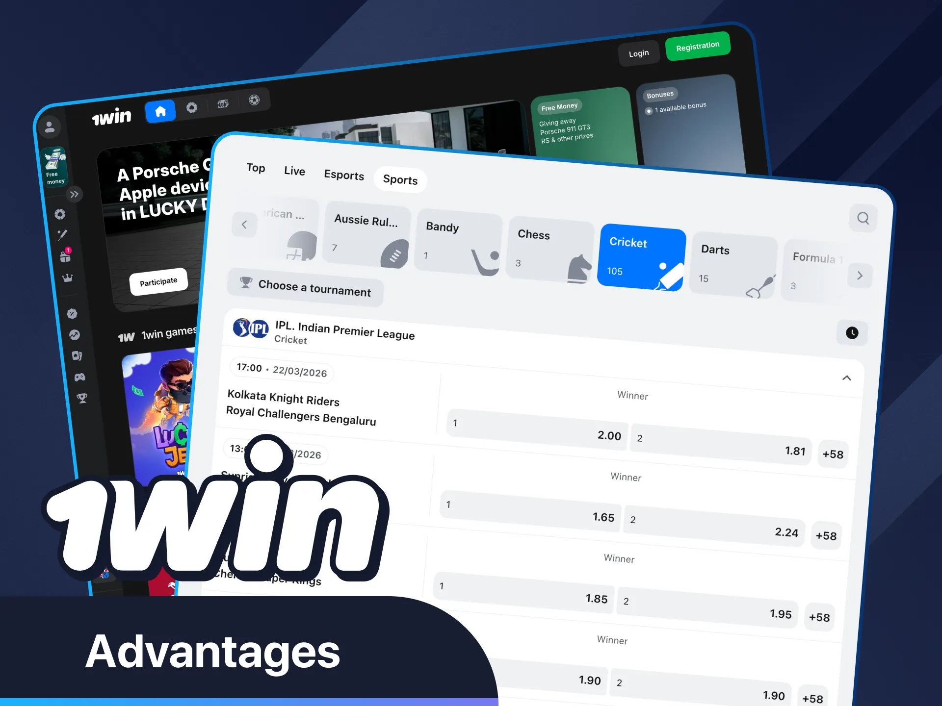 Enjoy cricket rewards and games on 1Win.