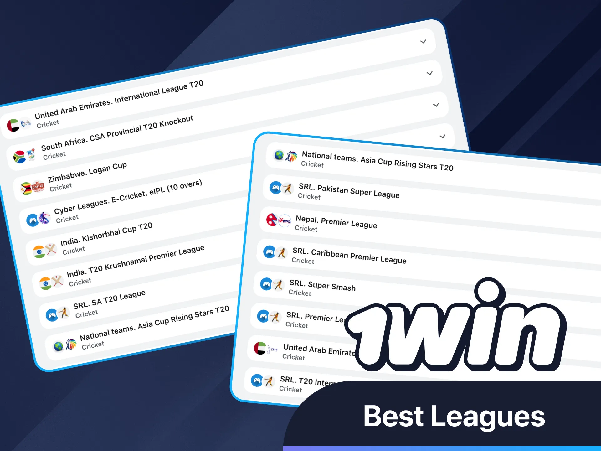Bet on best cricket leagues at 1Win.