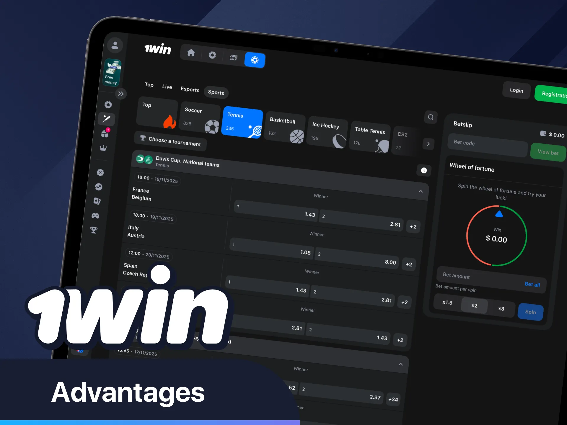 Discover tennis excitement and rewards at 1Win.