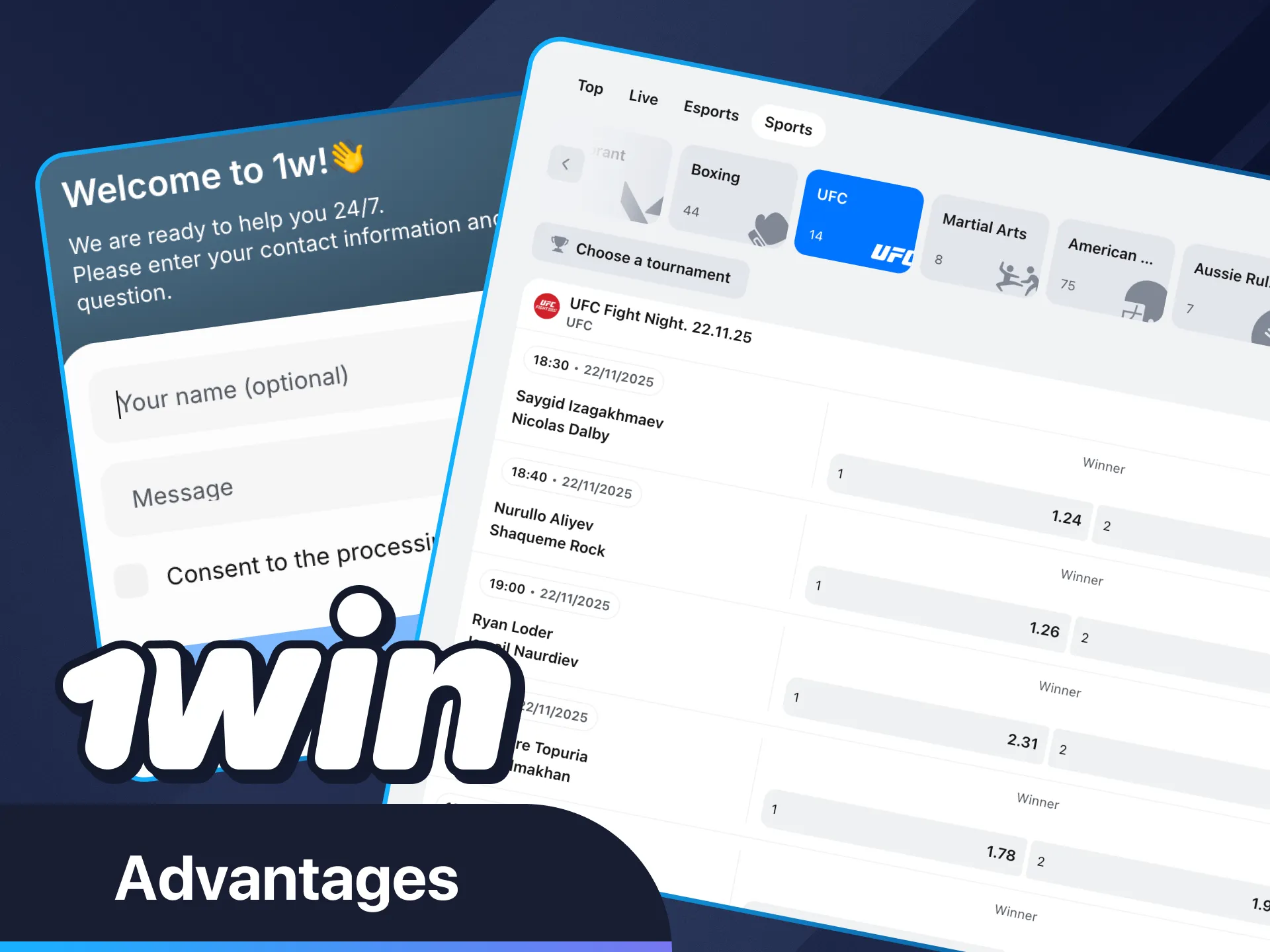 Discover UFC excitement and rewards at 1Win.