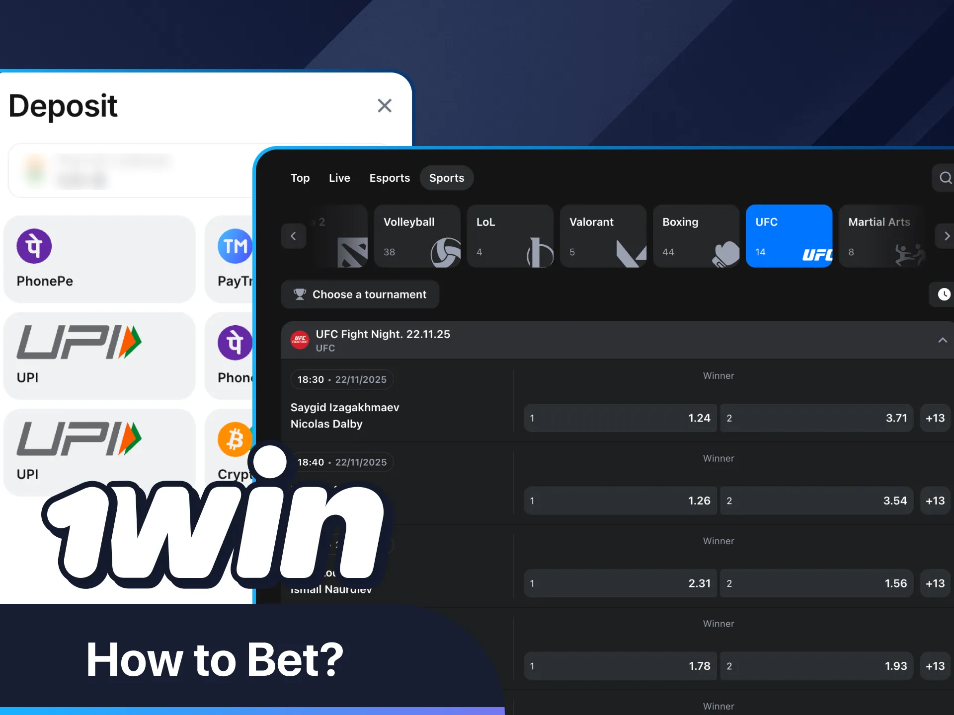 Learn to bet on UFC fights at 1Win.