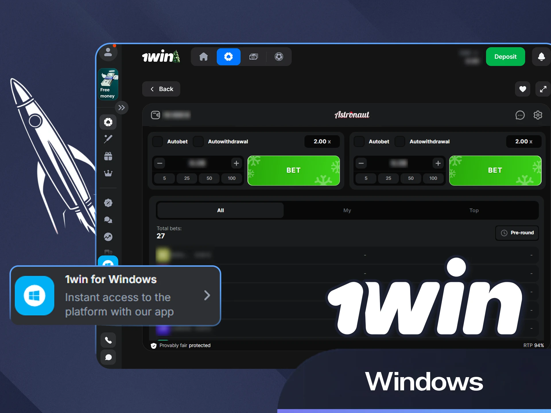 Download the Windows desktop software from the 1win website.