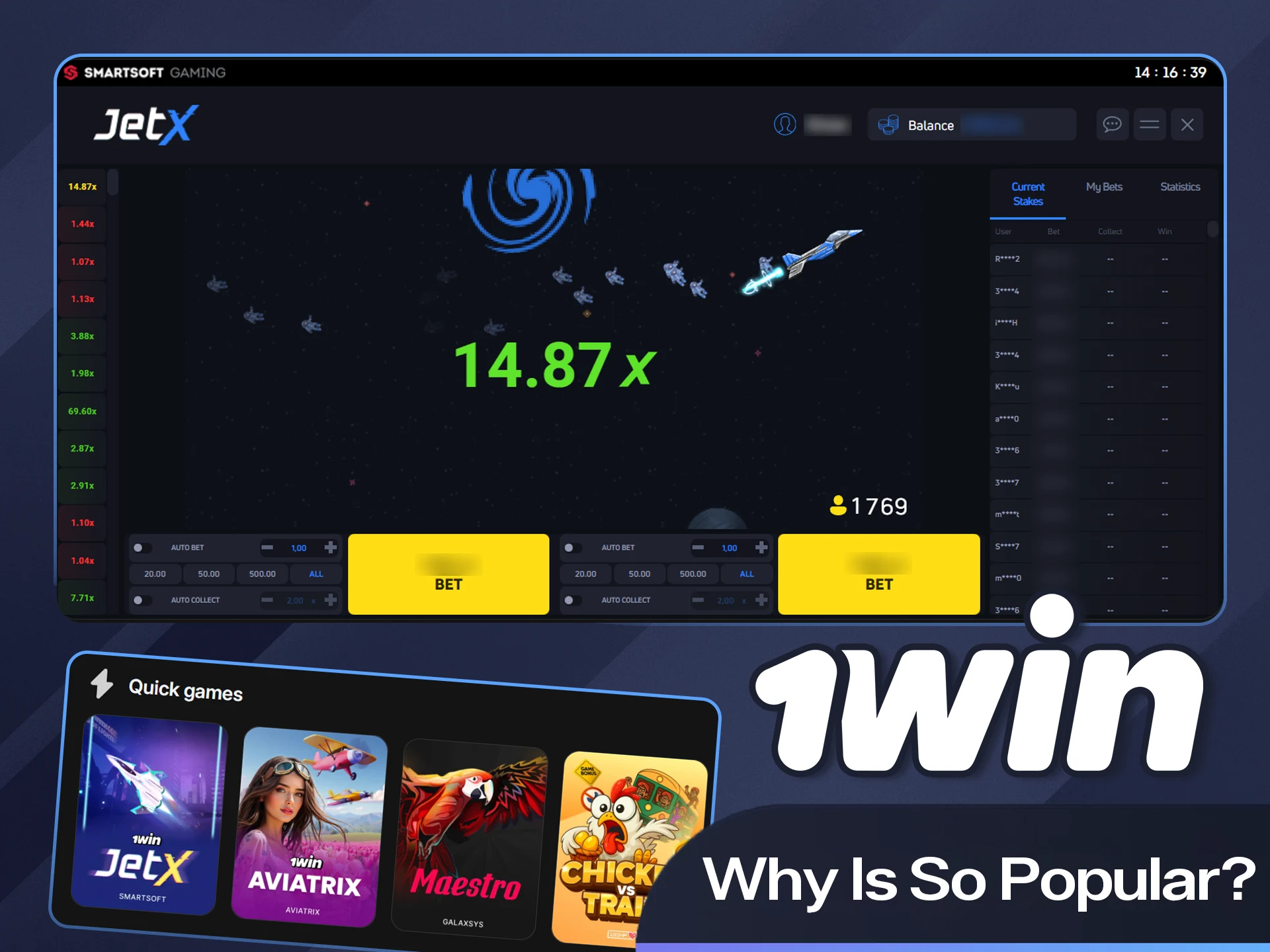 Discover why players love Jet X on the official 1win website today.