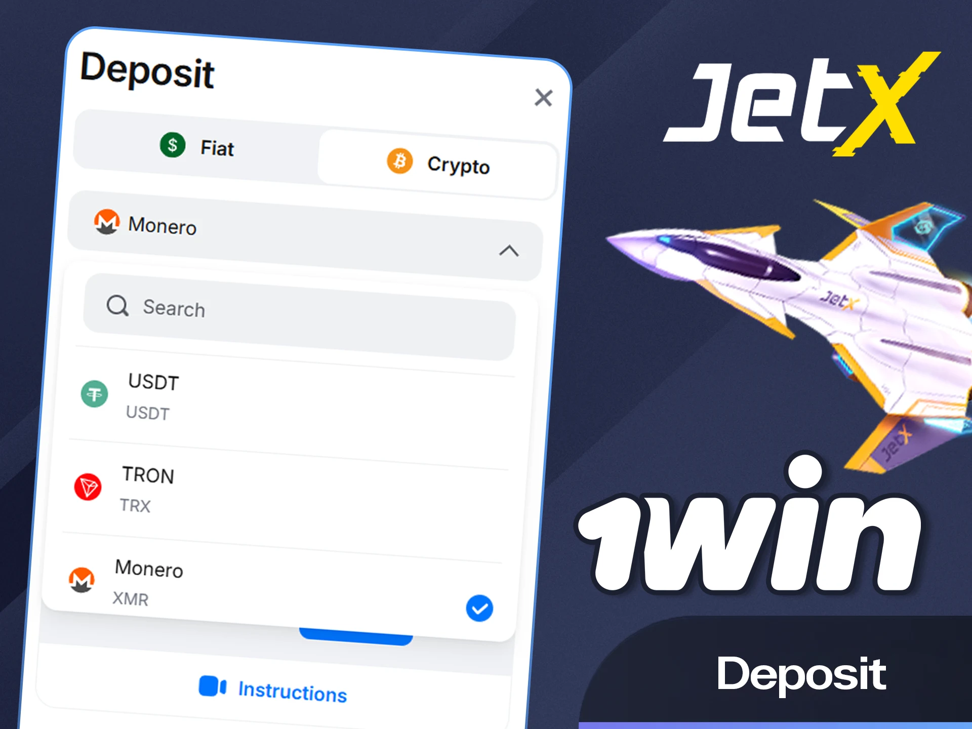 Deposit funds to play Jet X on the official 1win website.