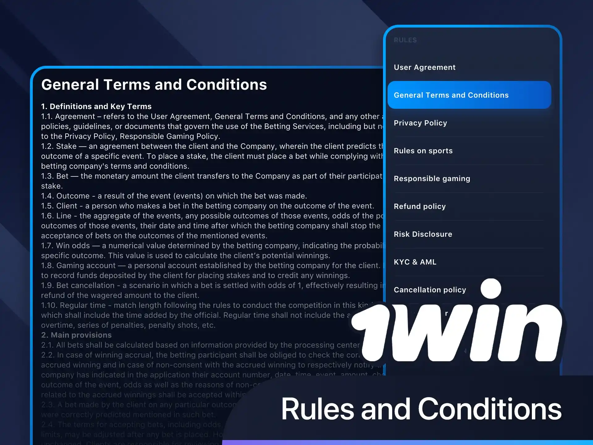 Learn important 1win rules for betting and bonuses.