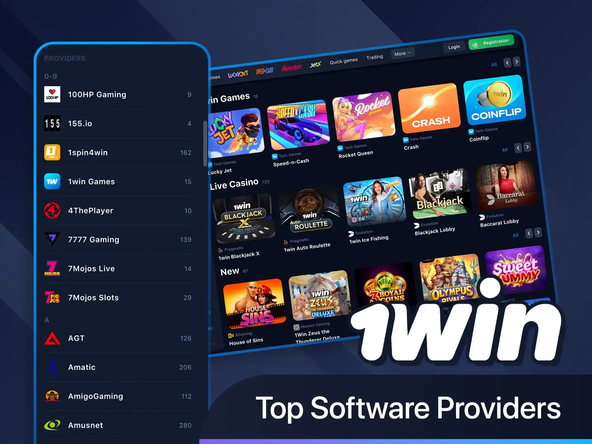 Play casino games from top providers on 1win.