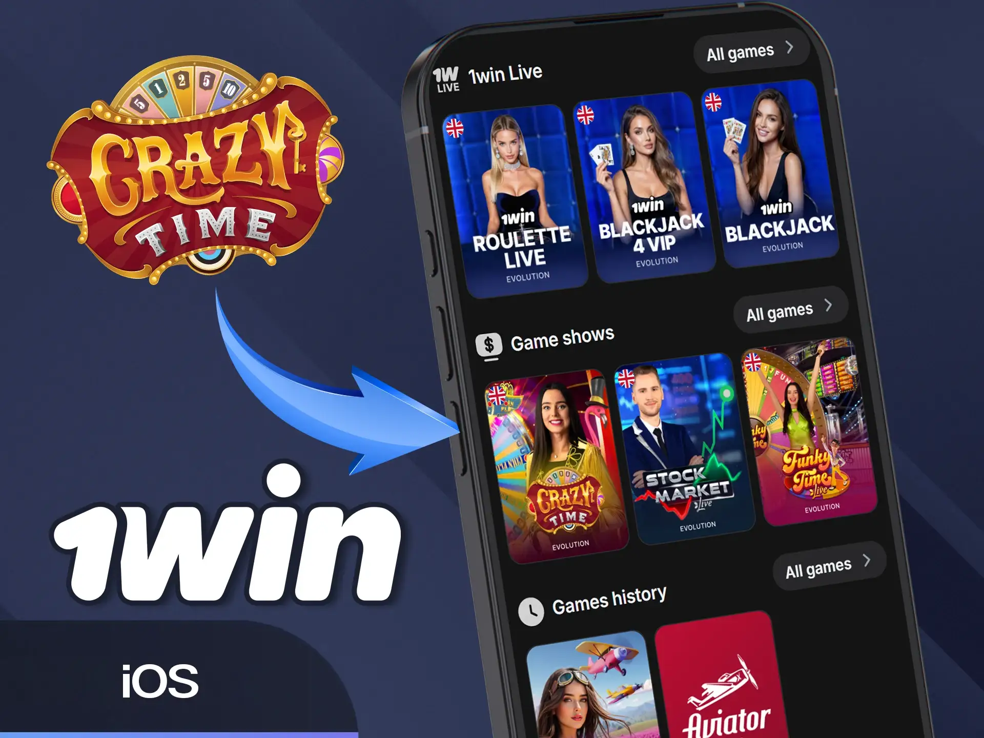 Install the iOS mobile version from the official 1win website now.