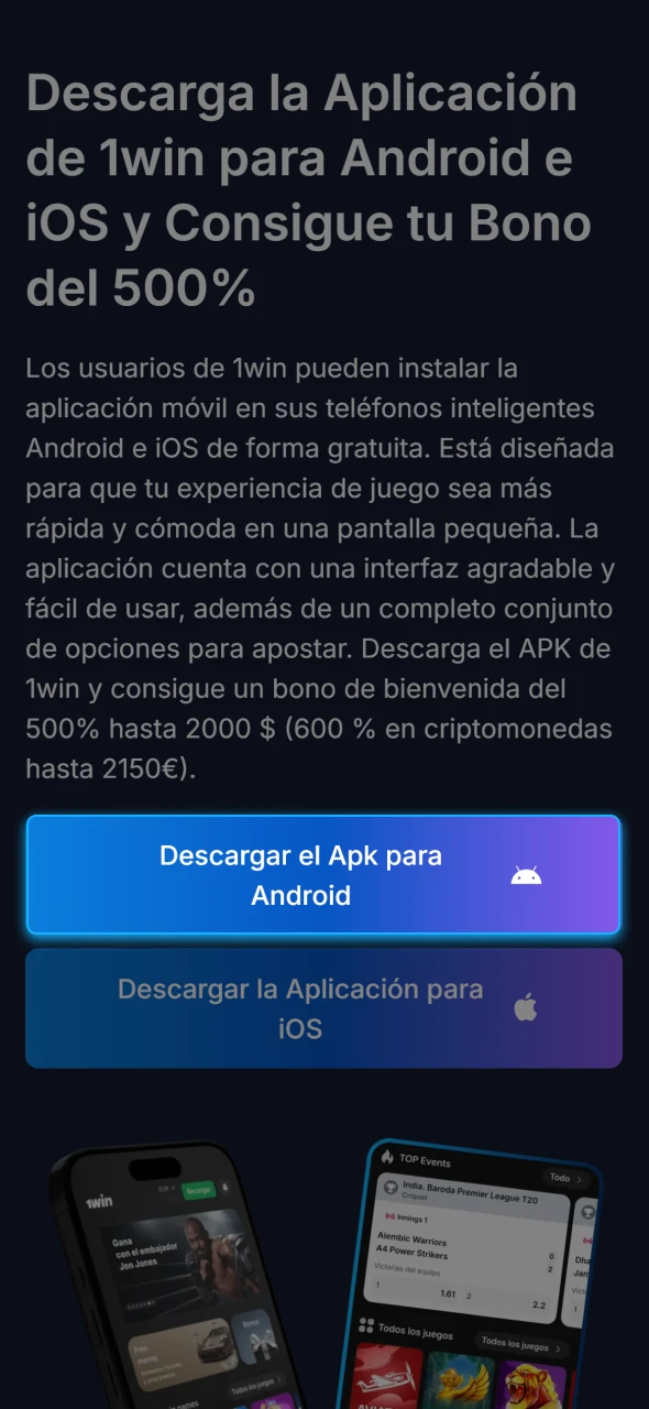 Descubre cómo empezar a descargar 1win con un solo toque.