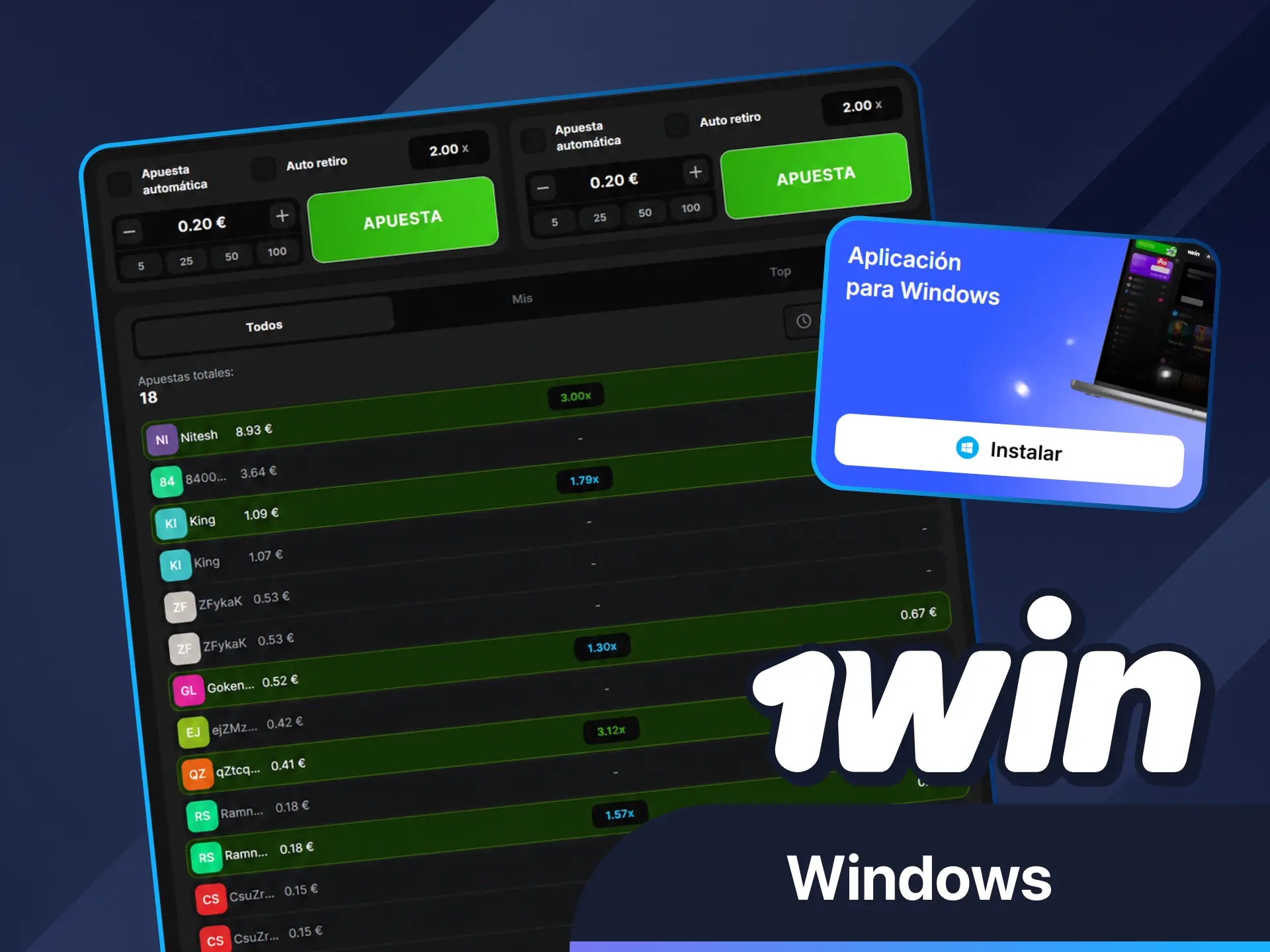 Descarga el software de escritorio para Windows desde el sitio web de 1win.