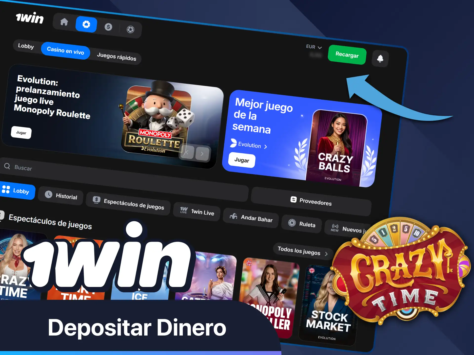 Añade fondos a tu cuenta a través del sitio web de 1win.