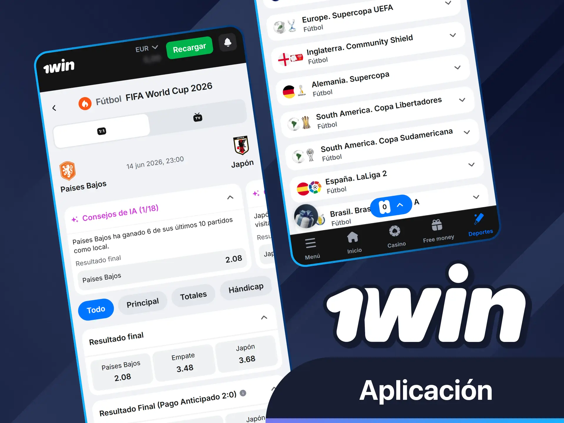 Juega partidos de fútbol en cualquier momento con la aplicación de 1win.