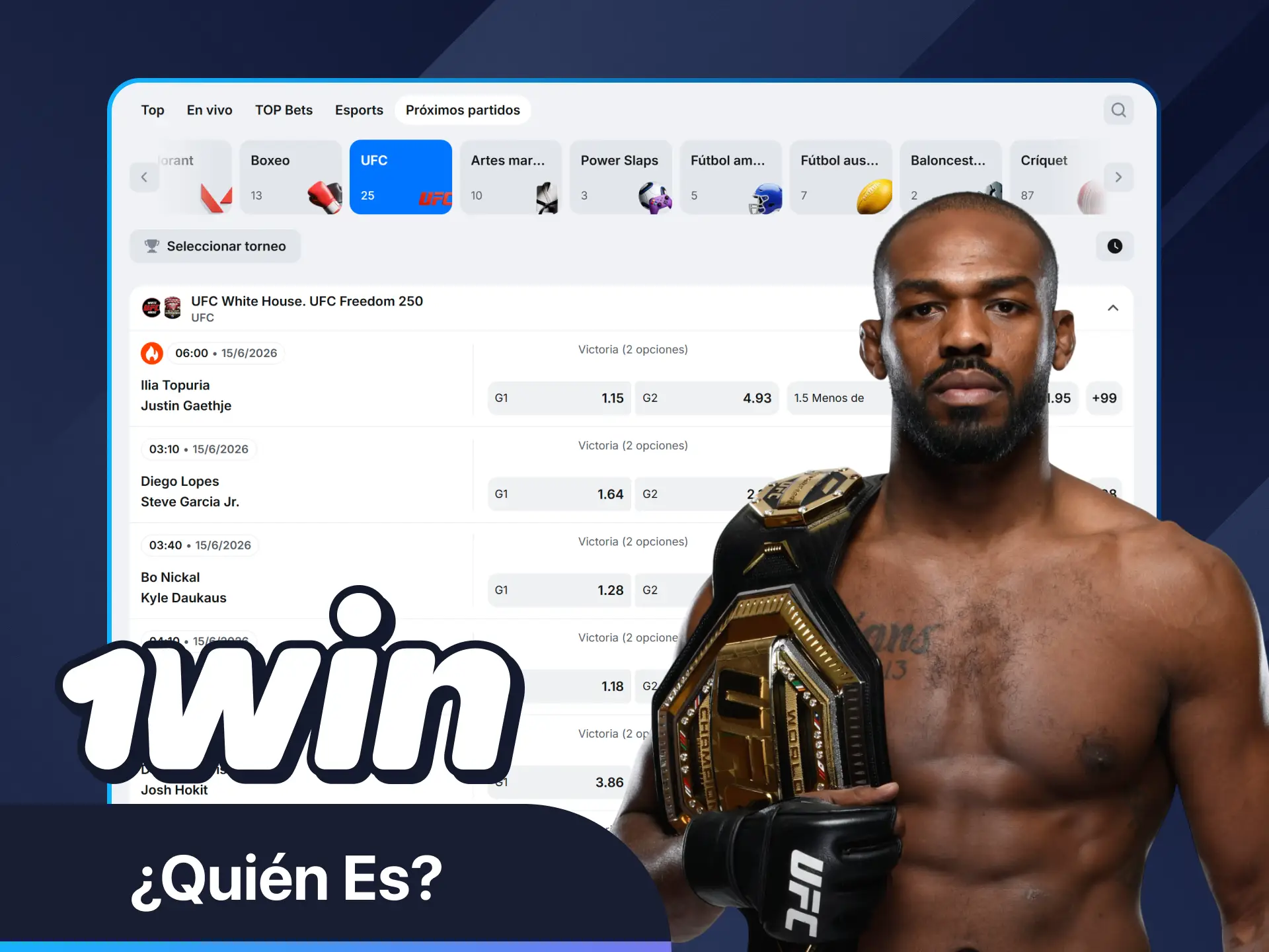 Descubre quién es Jon Jones en 1Win.