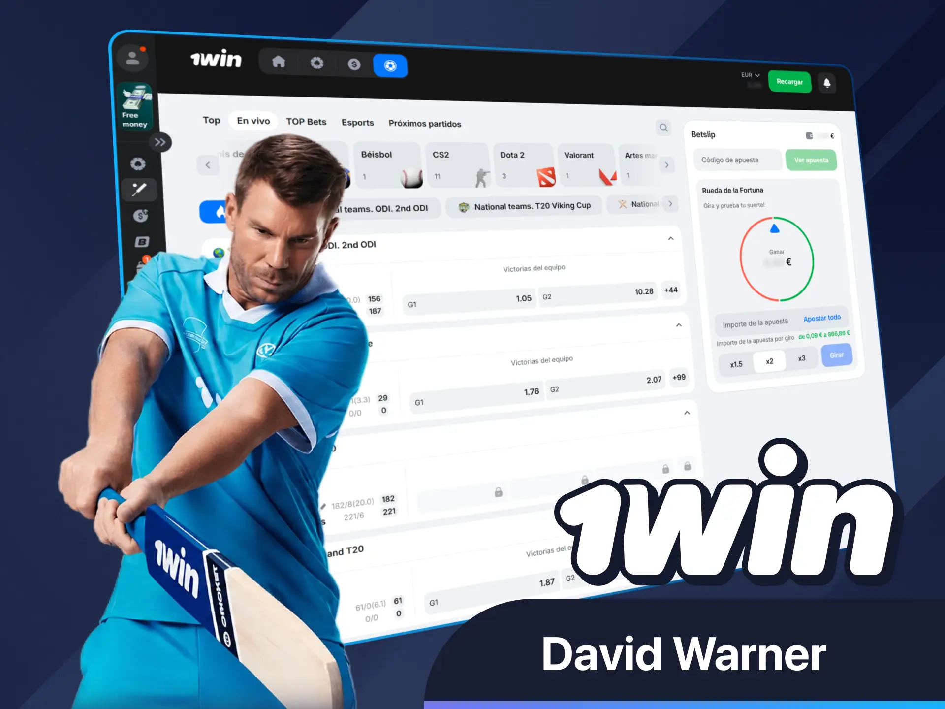 Conoce el papel de David Warner como embajador de 1win.