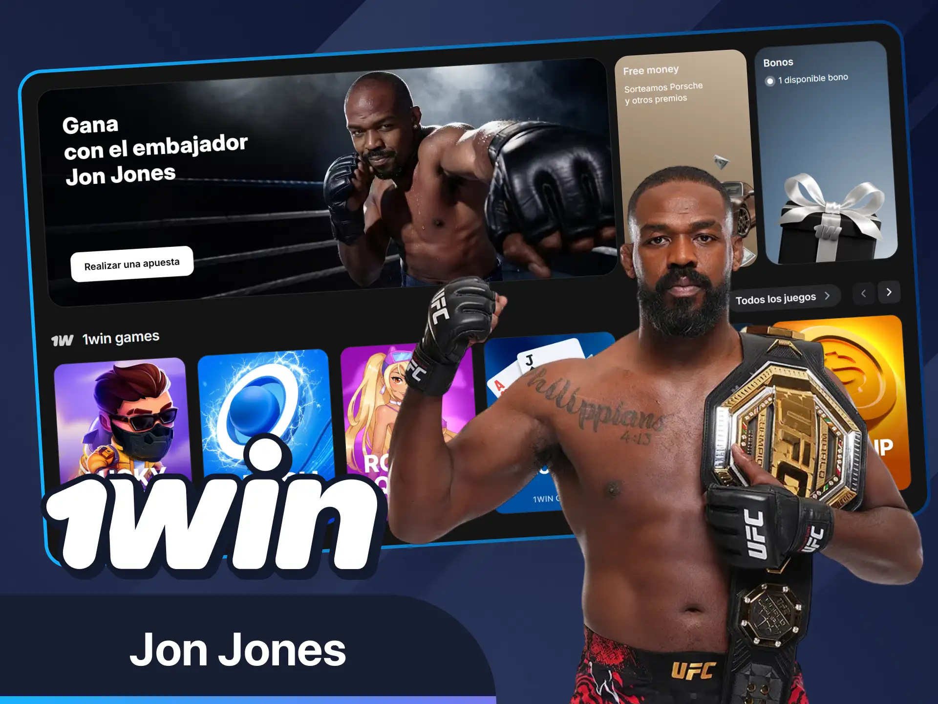 Experimenta el poder de Jon Jones en 1win.