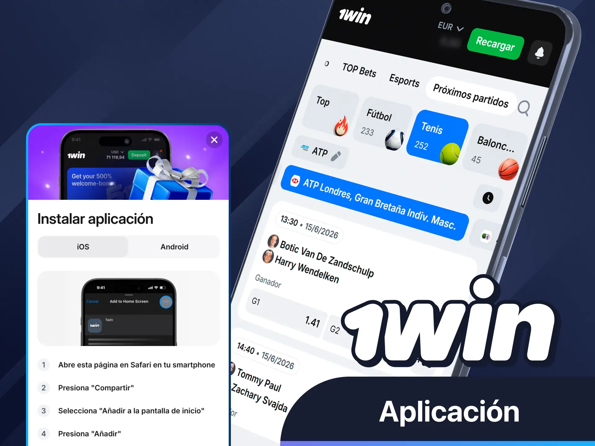 Juega al tenis en cualquier momento con la aplicación 1win.