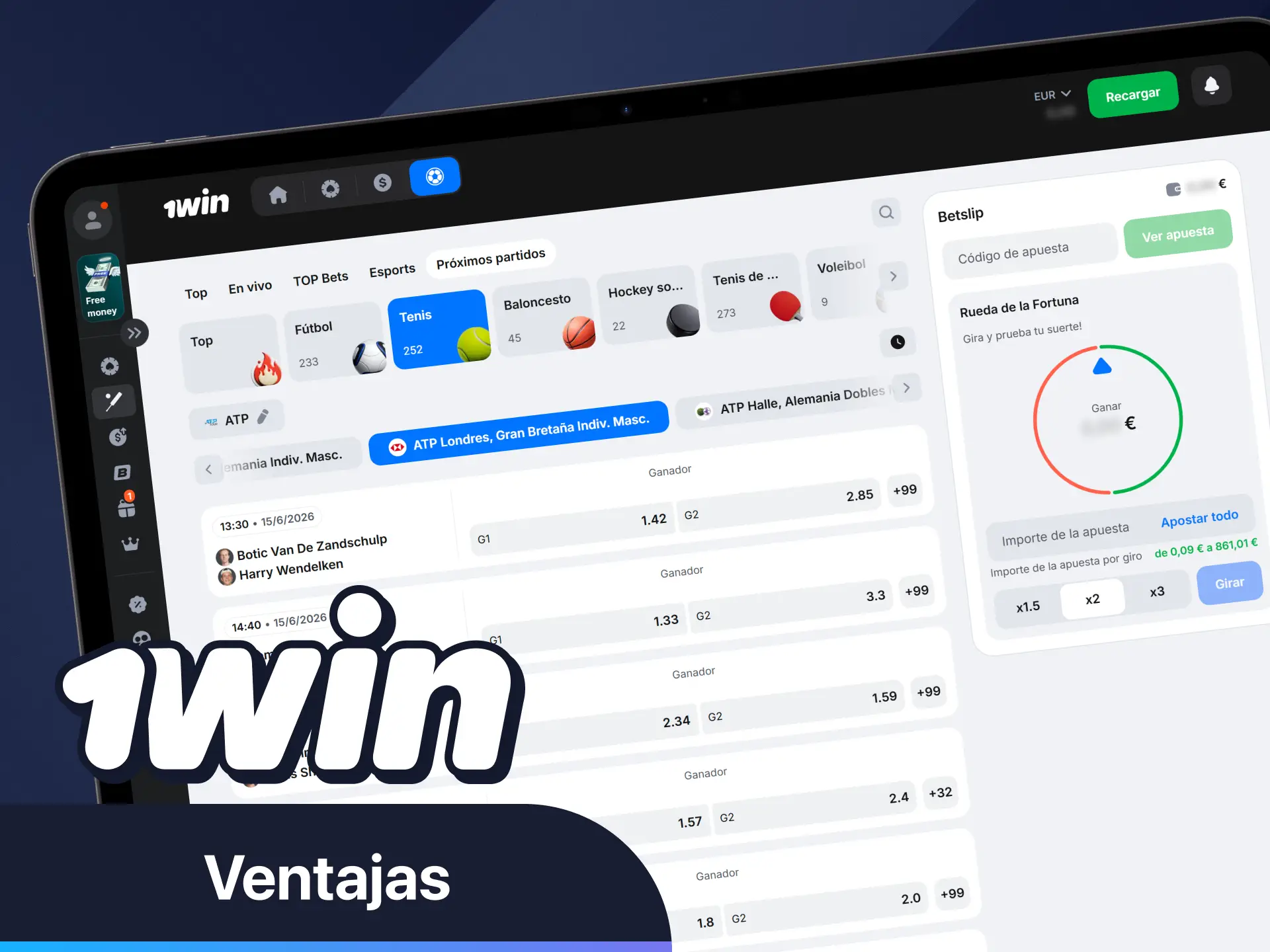 Descubre la emoción y las recompensas del tenis en 1win.