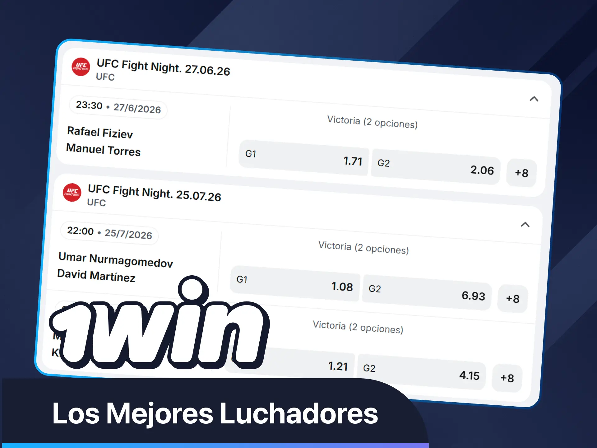 Apuesta por los mejores luchadores de la UFC en 1win.